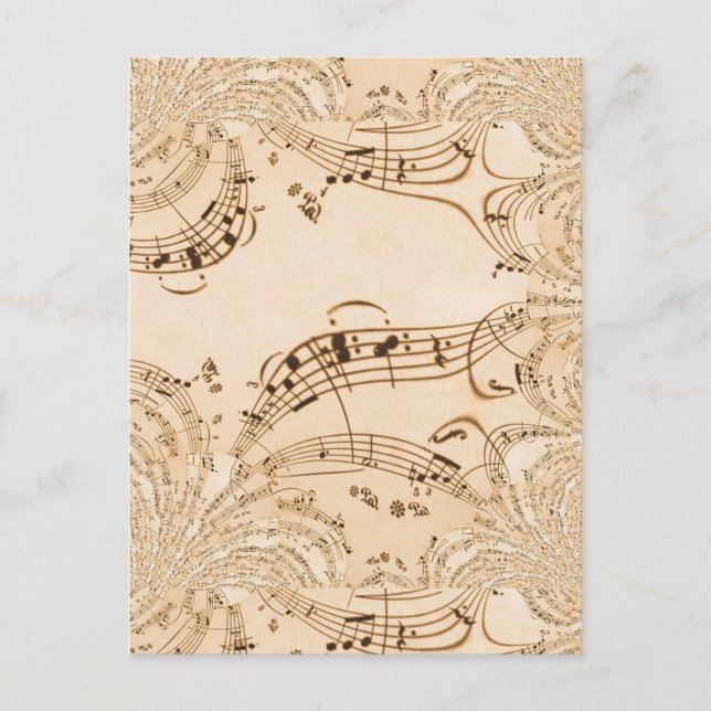 Rustic Antique Musik noter Vykort (Framsida)