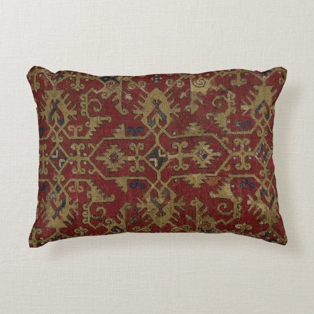 Rustic Antique Oriental Persian Red Mönster Prydnadskudde (Framsidan)