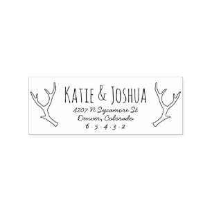 Rustic Antler Anpassningsbar Returadress Frimärke Stämpel