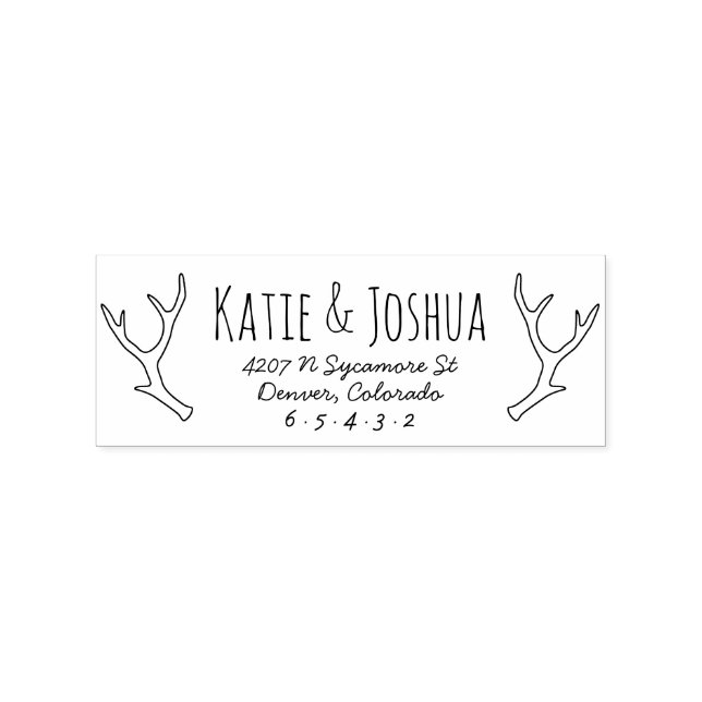 Rustic Antler Anpassningsbar Returadress Frimärke Stämpel (Tryck)