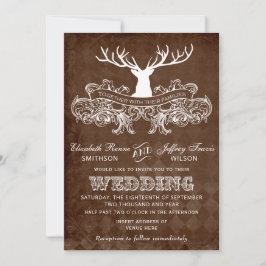 Rustic Antler Hjort Winter Woodland bröllop Inbjudningar