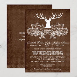 Rustic Antler Hjort Winter Woodland bröllop Inbjudningar