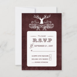 Rustic Antler Hjort Winter Woodland Bröllop OSA Kort
