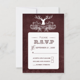 Rustic Antler Hjort Winter Woodland Bröllop OSA Kort