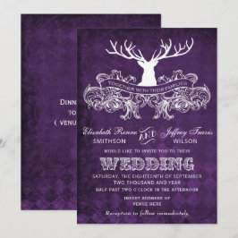 Rustic Antler, Hjort Winter Woodland bröllopsinbju Inbjudningar