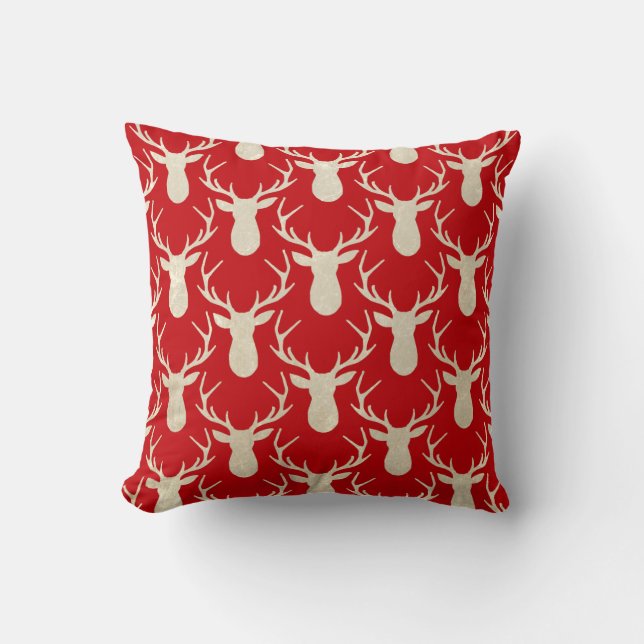Rustic Antler Hjort Woodland Pillow Kudde (Framsida)
