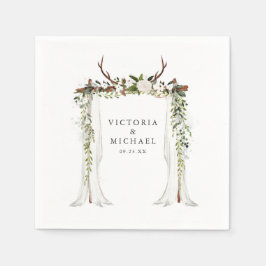 Rustic Antler Land Boho Blommigt Monogram Pappersservett