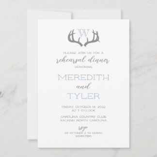 Rustic Antler Monogram Rehearsal Middagsinbjudan Inbjudningar