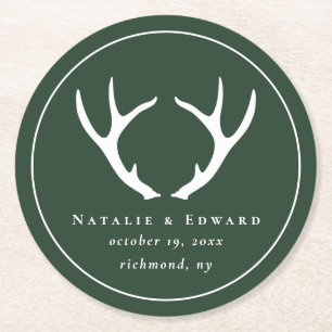 Rustic antler sparar datumet underlägg papper rund