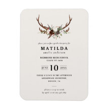 Rustic antler studentfest inbjudan