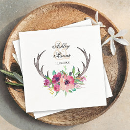 Rustic Antlers Boho Blommigt Allure Pappersservett