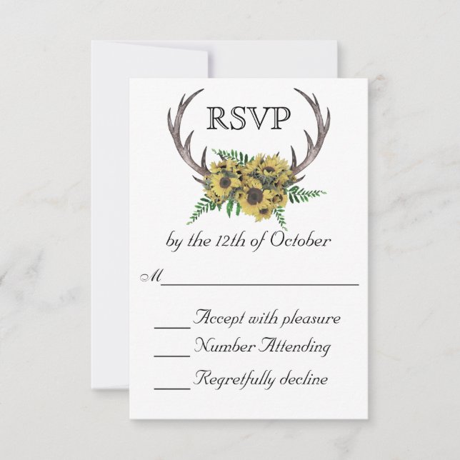 Rustic Antlers Boho Sunblommor Bröllop OSA (Framsida)