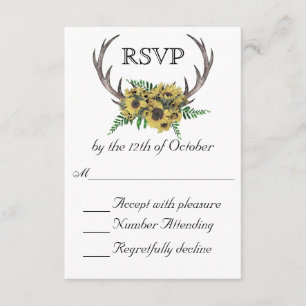 Rustic Antlers Boho Sunblommor Bröllop OSA Kort