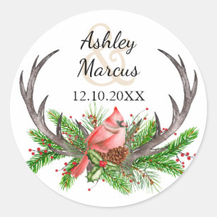 Rustic Antlers Boho Woodland Winter Runt Klistermärke