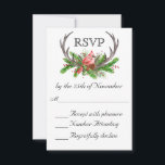 Rustic Antlers Boho Woodland Winter Wedding OSA Kort<br><div class="desc">Med den vackra rustic boho stil har den här bröllopet OSA kort en hjort som är vackert förskönad med vinter,  vinbär och en vacker röd kardinal. Inkludera önskat datum för OSA i ställe i den exempeltext som visas.</div>