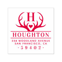 Rustic Antlers Family Namn Monogram Returadress
