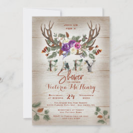 Rustic Antlers & Gräs Grenar Baby Shower Inbjudningar