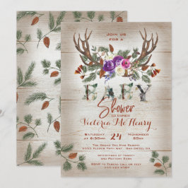 Rustic Antlers & Gräs Grenar Baby Shower Inbjudningar