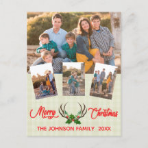 Rustic Antlers Holly jul Photo Collage