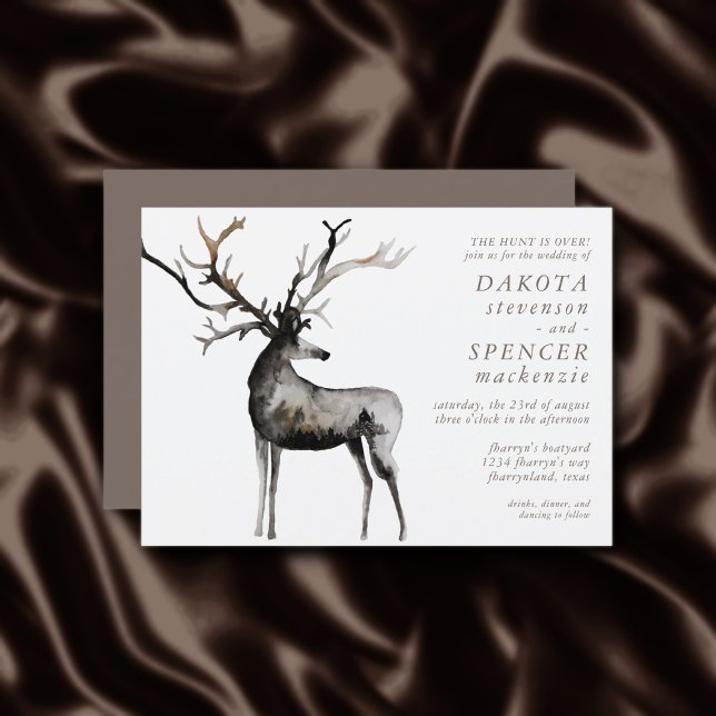 Rustic Antlers | Hunt är över Landsbyggsbröllopet Inbjudningar (Skapare uppladdad)