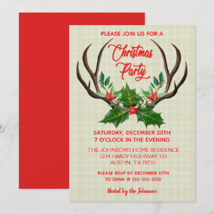 Rustic Antlers jul Party Inbjudningar