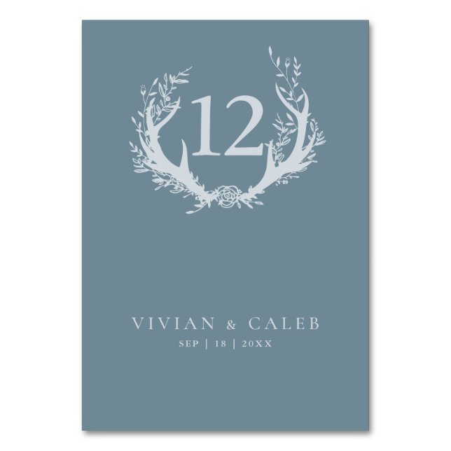 Rustic Antlers med Blommigt andedräkt | BRÖLLOP Bordsnummer (Framsidan)