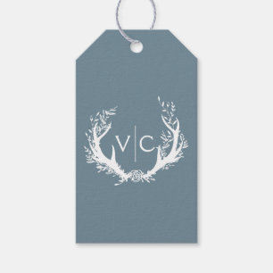 Rustic Antlers med Blommigt andedräkt Bröllopsfö Presentetikett