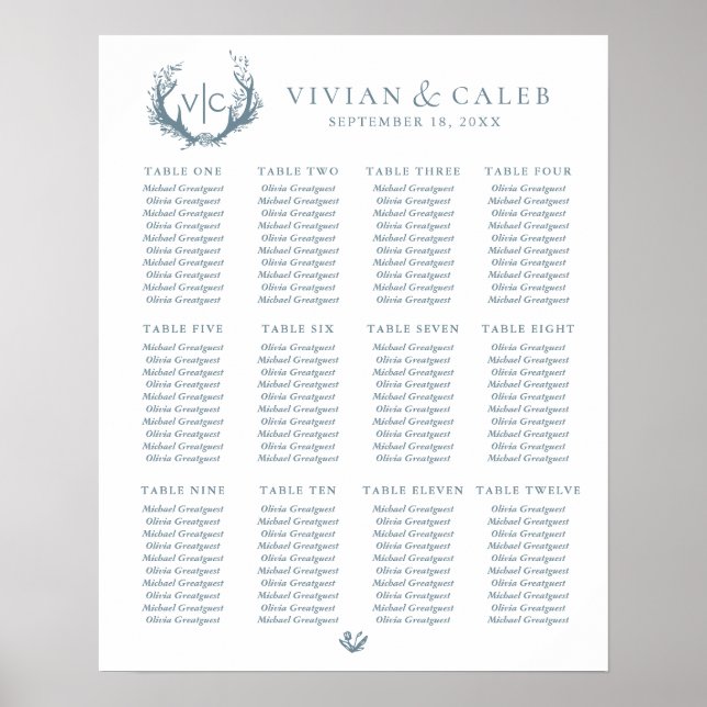 Rustic Antlers med Blommigt andedräkt | Sittdiagra Poster (Framsidan)