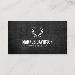Rustic Antlers on Black Wood Photographers, Craft Visitkort