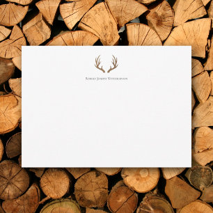 Rustic Antlers Personlig Note Card Tack Kort
