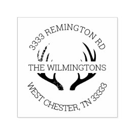 Rustic Antlers Round Returadress Självfärgande Stämpel