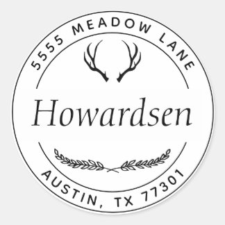 Rustic Antlers Runt Klistermärke