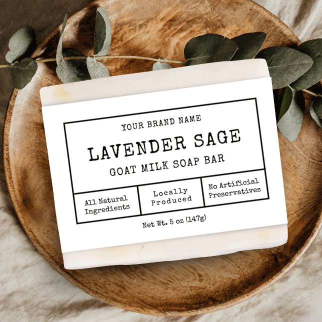Rustic Apothecary Black White Soap Pub-figursetike (Simple rustic style soap bar bellyband template in black and white)