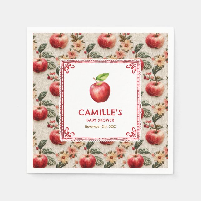 Rustic Apple Baby Shower Paper Napkins Pappersservett (Framsidan)