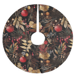 Rustic Apple Blommigt Helgdag Greenery Julgransmatta Borstad Polyester