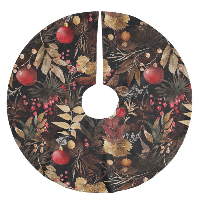 Rustic Apple Blommigt Helgdag Greenery Julgransmatta Borstad Polyester (Framsidan)