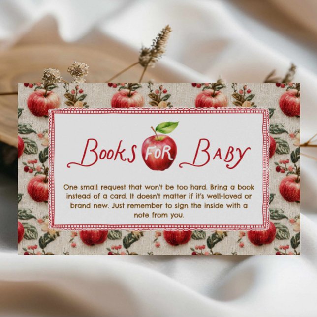 Rustic Apple Bokar för Baby-insättningskort Tilläggskort (Rustic Apple Country Books for Baby Card)