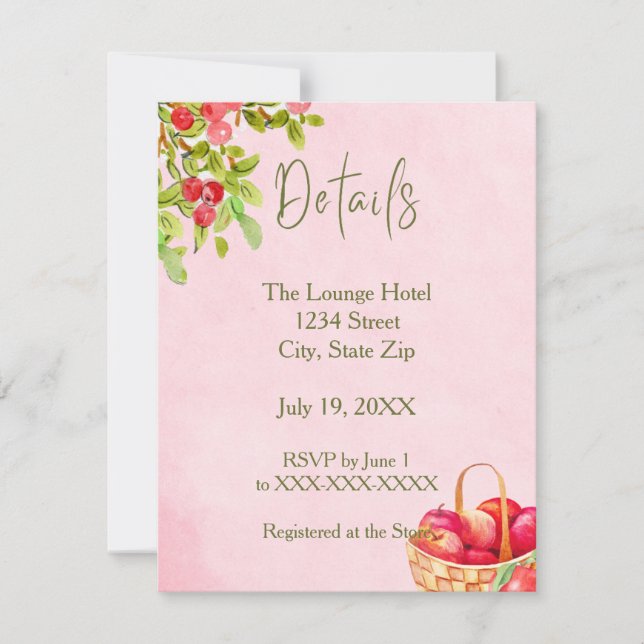 Rustic Apple Details Card – Red Apple Watercolor Anteckningskort (Framsida)