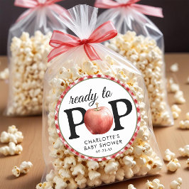 Rustic Apple "Redo to pop" Baby Shower-fästen Runt Klistermärke