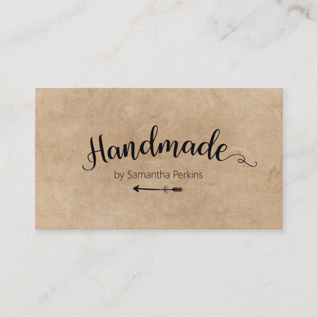 Rustic Arrow Calligraphy Handmade Kraft Papper Visitkort (Framsida)