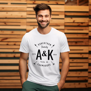 Rustic Arrow Family Monogram Farmhouse T Shirt