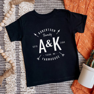 Rustic Arrow Family Monogram Farmhouse T Shirt
