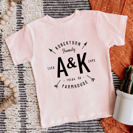 Rustic Arrow Family Monogram Farmhouse T Shirt