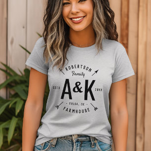 Rustic Arrow Family Monogram Farmhouse T Shirt