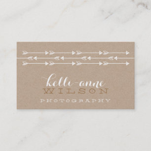 RUSTIC ARROW MÖNSTER söt boho white Kraft Visitkort