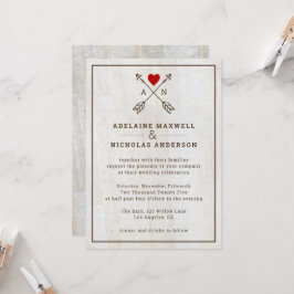 Rustic Arrows Red Heart Bröllop Inbjudningar