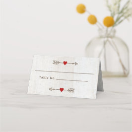 Rustic Arrows Red Heart Bröllop Placeringskort