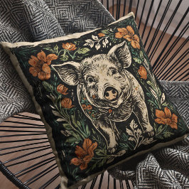 Rustic Art nouveau bonhouse Gris Blommigt Accent Kudde