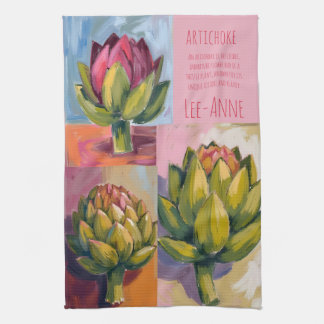 Rustic artichoke Watercolor Farmhouse Kitchen Kökshandduk