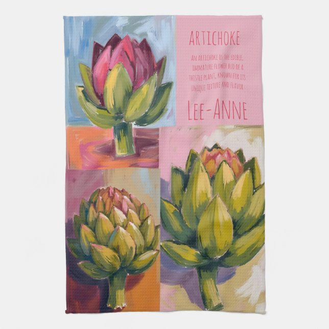 Rustic artichoke Watercolor Farmhouse Kitchen Kökshandduk (Vertikal)